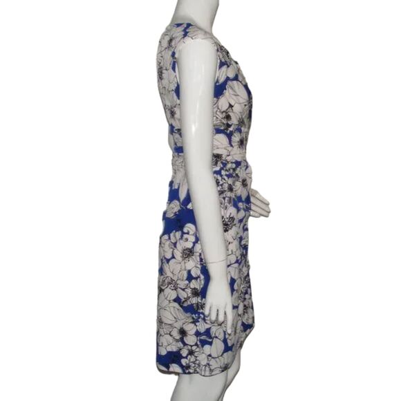 CHAPS Dress, PM/Petite, Blue Floral, Gathered Hip, Sleeveless, Pullover - Picture 5 of 11